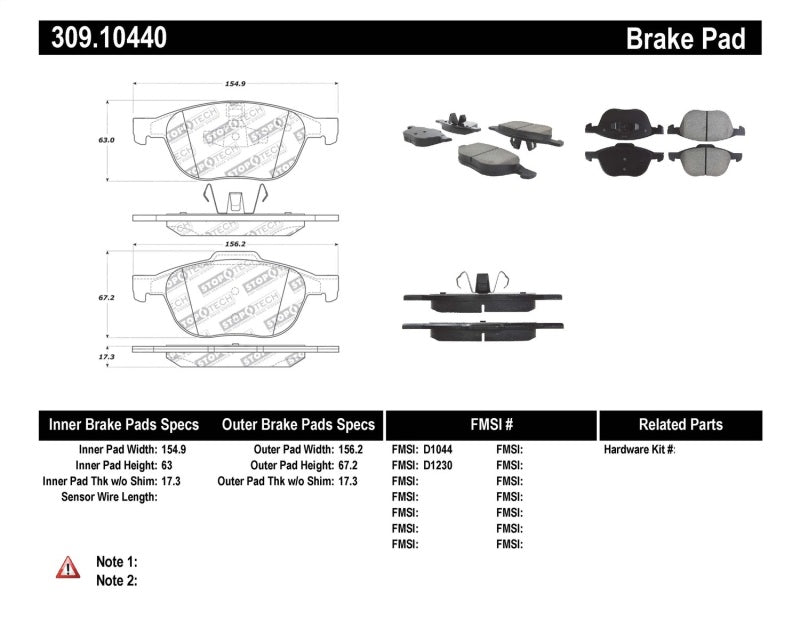 StopTech Performance 04-09 Mazda 3 Front Brake Pads