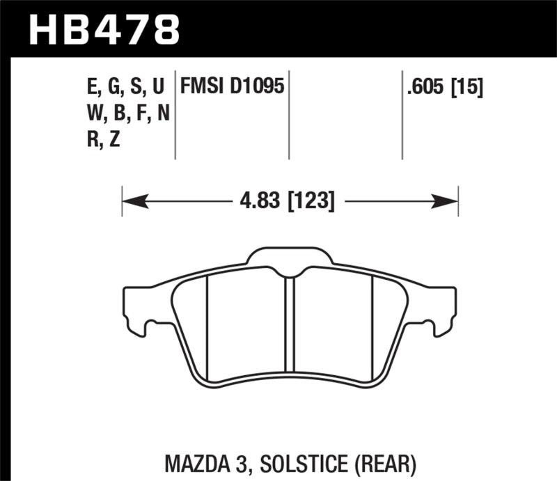 Hawk 2007-2010 Chevrolet Cobalt SS (With Brembo Brakes) HPS 5.0 Rear Brake Pads