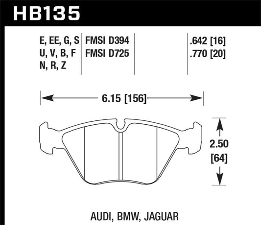 Hawk 89-90 Audi 100 Quattro 2.2L Base 1 Piston Caliper Front ER-1 Brake Pads