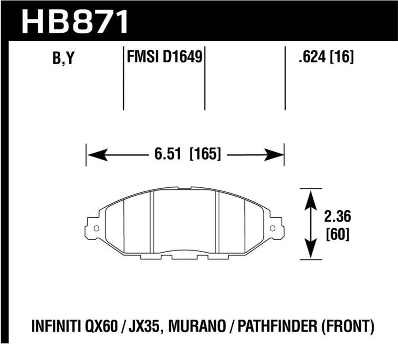 Hawk 13-19 Nissan Pathfinder 3.5L / 14-19 Infiniti QX60 3.5L HPS 5.0 Front Brake Pads