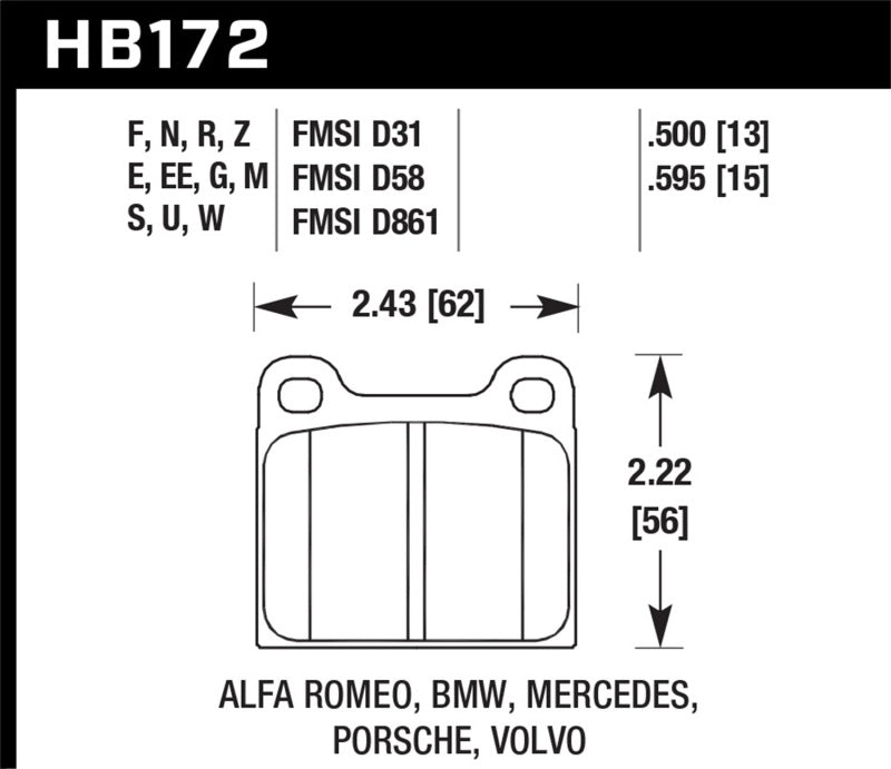 Hawk 69-77 Porsche 911 Blue 42 Front/Rear Brake Pads