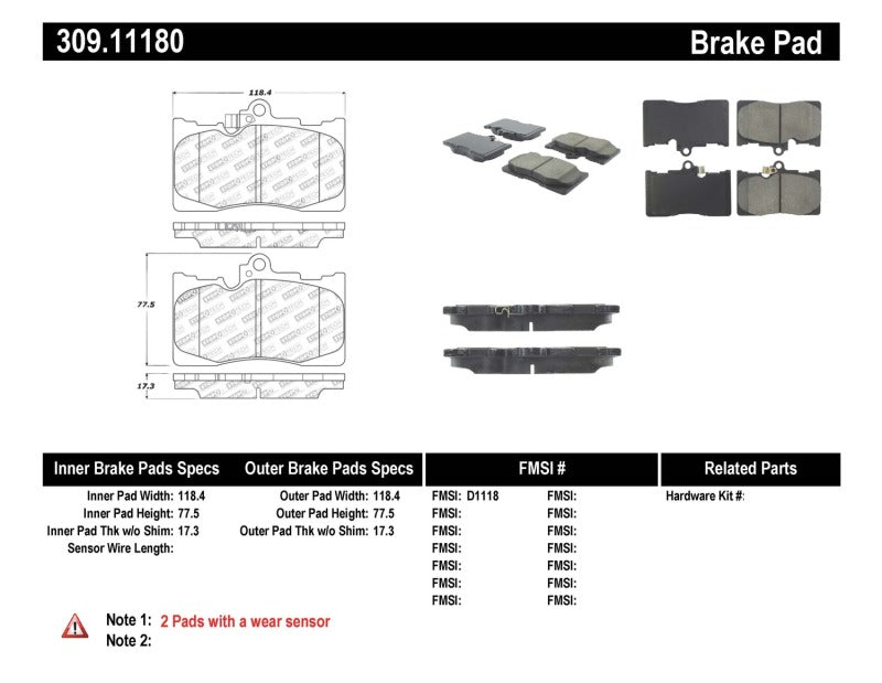 StopTech Performance 06 Lexus GS300/430 / 07-08 GS350 / 06-08 IS350 Front Brake Pads