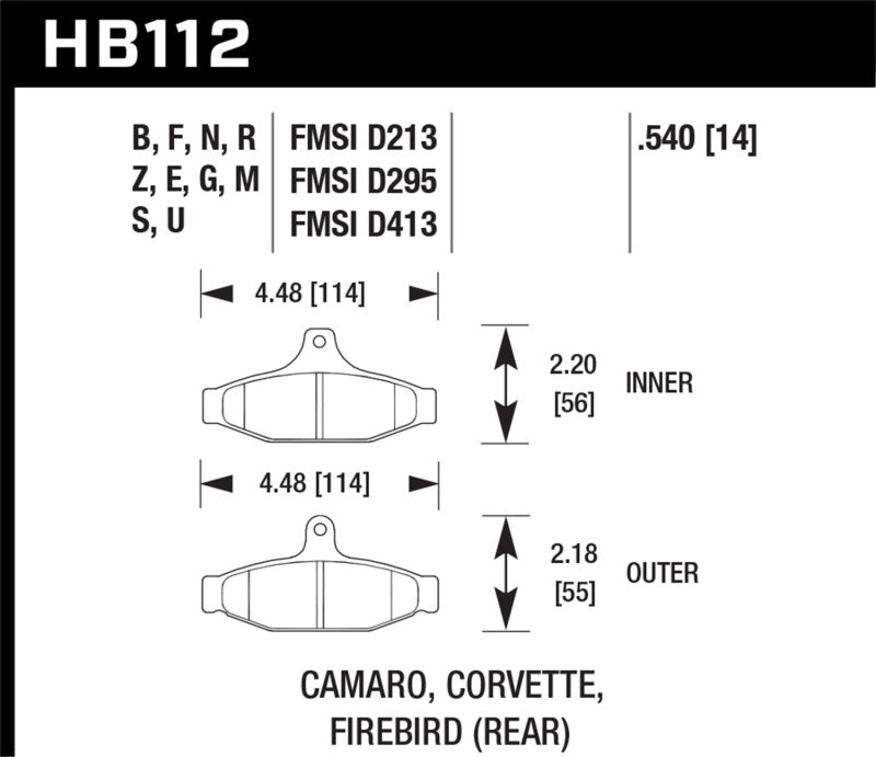 Hawk 1990-1990 Chevy Camaro Iroc-Z (w/Heavy Duty Brakes) HPS 5.0 Rear Brake Pads