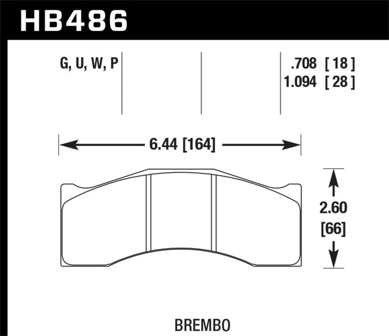 Hawk Brembo NASCAR Front / Brembo X6, L4 01/04 DTC-70 Race Brake Pads