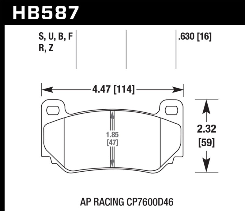 Hawk DTC-80 AP Racing 16mm Race Brake Pads