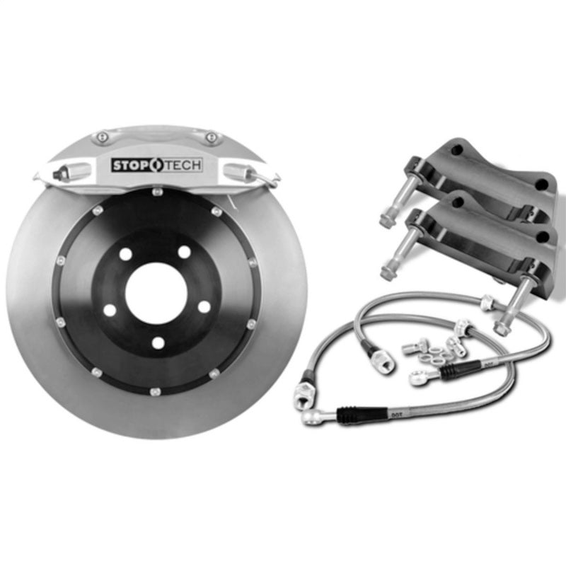 StopTech 15 Audi S3 / 15 VW Golf R Front BBK w/ Black ST-40 Caliper Zinc Slotted 355X32 2pc Rotor