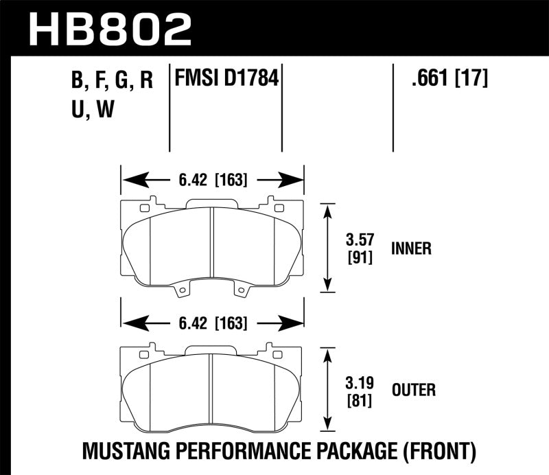 Hawk 15-17 Ford Mustang GT DTC-70 Race Front Brake Pads