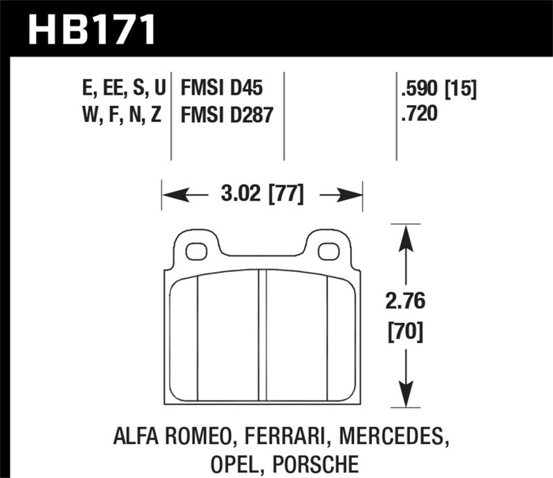 Hawk 84-89 Porsche 911 Carrera Blue 42 Front Brake Pads