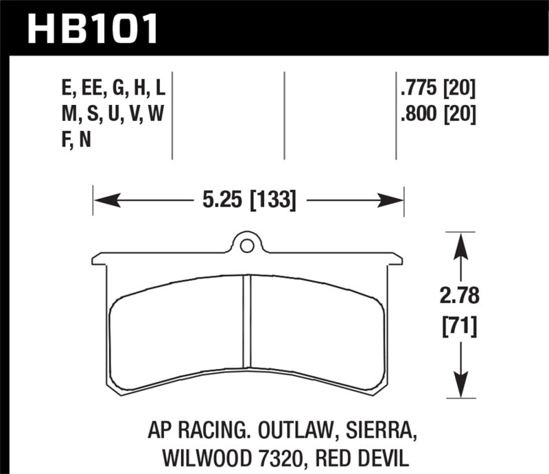 Hawk AP Racing Essex / Brakeman / CNC / Coleman / Outlaw / Wilwood HT-10 Race Brake Pads