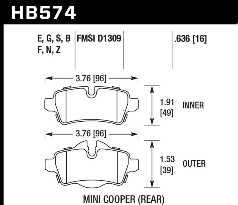 Hawk 07+ Mini Cooper R56 Blue 9012 Race Brake Pads