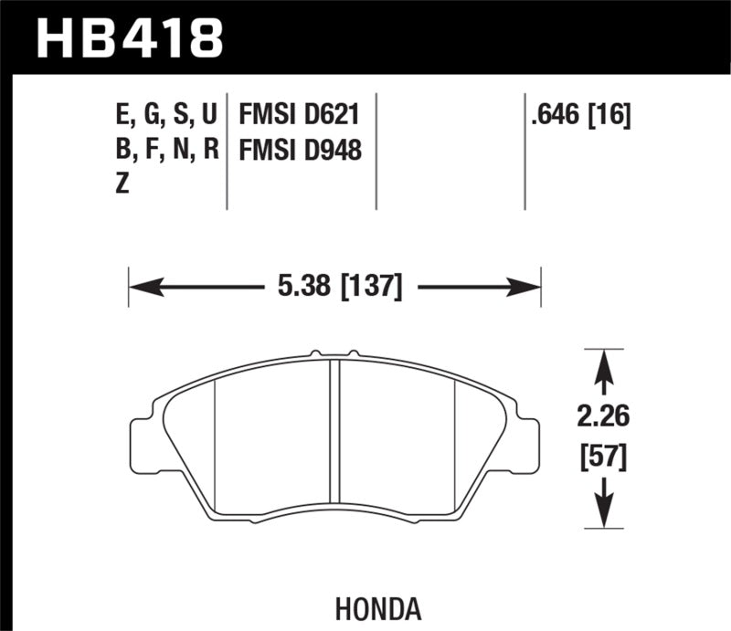 Hawk 02-06 Acura RSX / 93-97 Honda Civic Del Sol VTEC DTC-70 Front Brake Pads