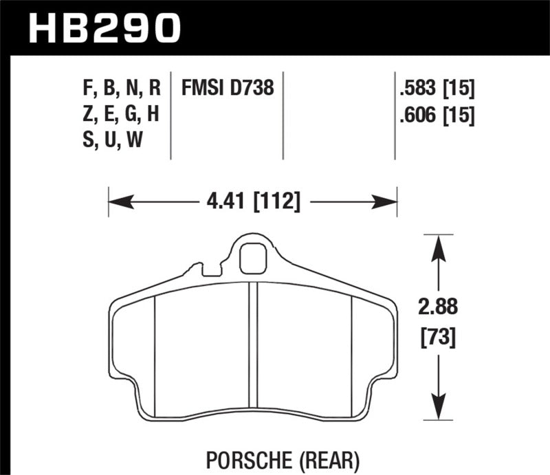 Hawk 97-99 Porsche Boxster 2.5L Base 4 Piston Caliper Rear ER-1 Brake Pads