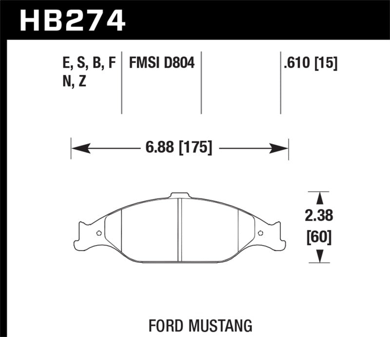 Hawk 99-04 Ford Mustang Base/GT Performance Ceramic Street Front Brake Pads