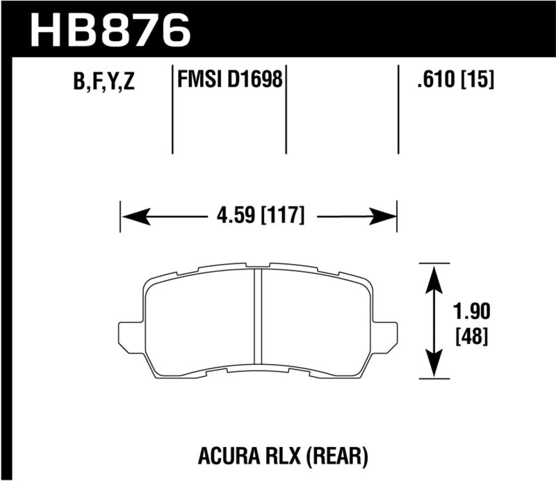 Hawk 14-17 Acura RLX / 15-17 Acura TLX HPS 5.0 Rear Brake Pads