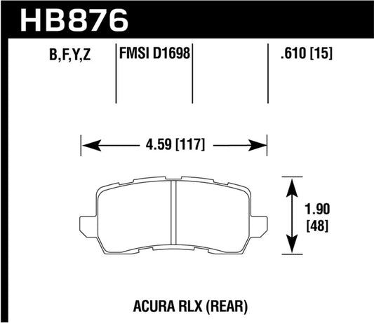 Hawk 14-17 Acura RLX / 15-17 Acura TLX HPS 5.0 Rear Brake Pads