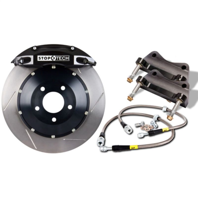 StopTech 06-08 350z (non-track) / 05-09 G35/G37AWD Front BBK ST40 355x32 Slotted Rotors Black Calipe