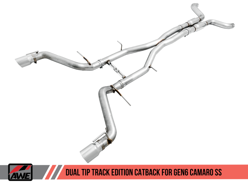 AWE Tuning 16-19 Chevy Camaro SS Non-Resonated Cat-Back Exhaust - Track Edition (Chrome Silver Tips)