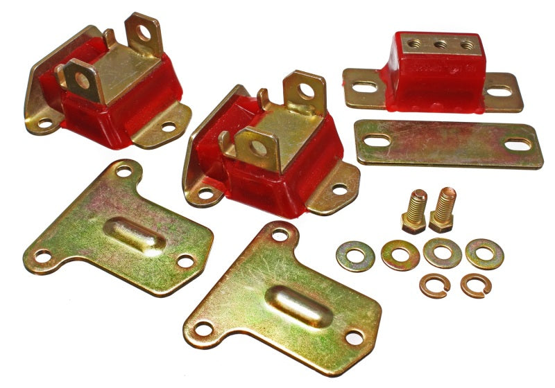 Energy Suspension 69-72 Camaro/70-73 Monte Carlo Red Complete Motor&Trans Mount Set Zinc Finish