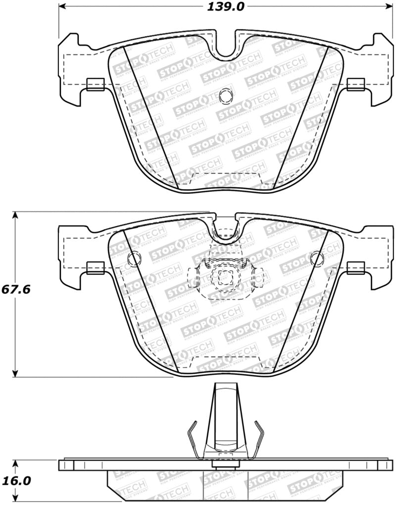 StopTech 10-16 BMW 5-Series Sport Performance Rear Brake Pads