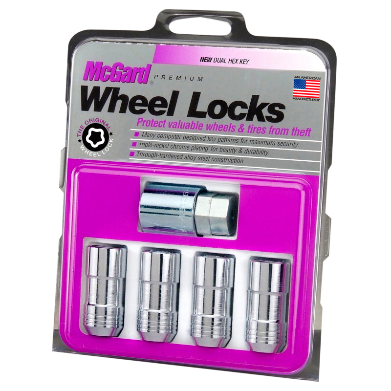 McGard Wheel Lock Nut Set - 4pk. (Cone Seat) M14X1.5 / 21mm & 22mm Dual Hex / 1.965in. L - Chrome