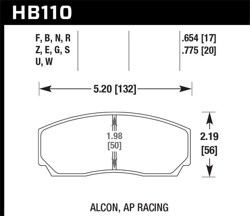 Hawk DTC-80 AP Racing 20mm Race Brake Pads