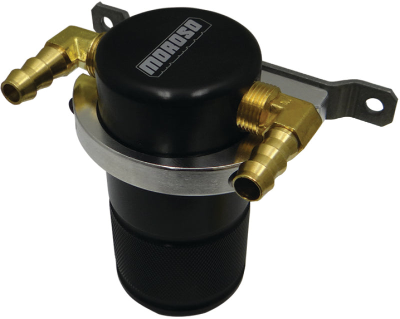 Moroso Universal Air/Oil Separator Catch Can - Small Body w/o Drain - Billet Aluminum - Black Finish