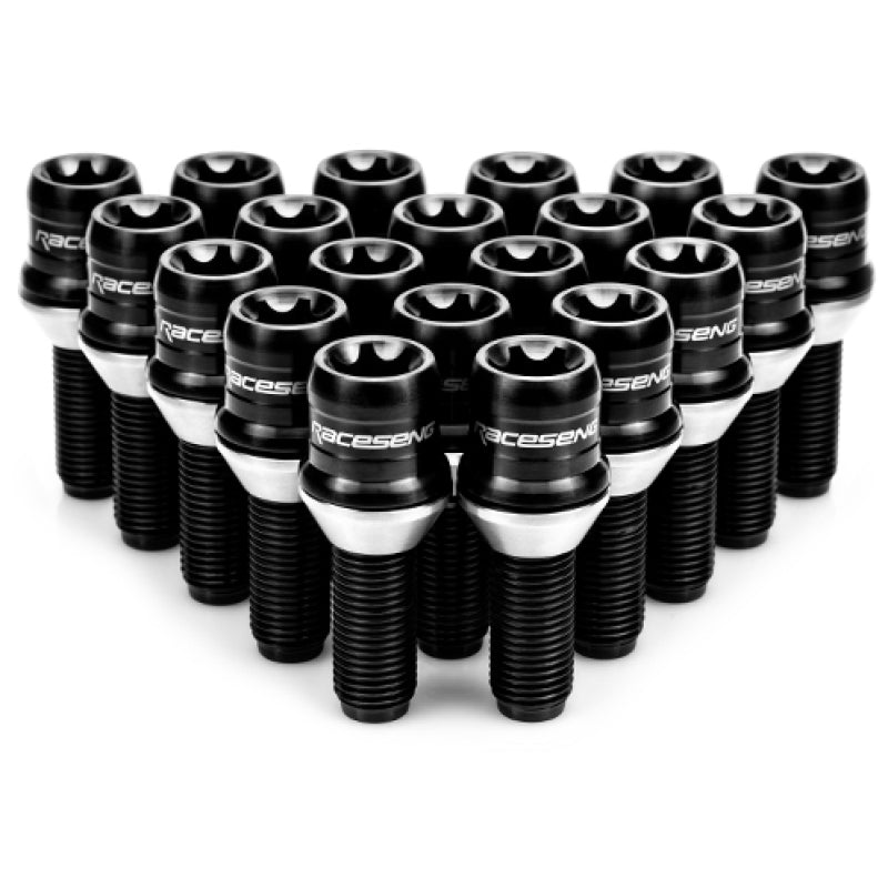 Raceseng TLR-1 Titanium Lug Bolt Set - M12x1.5mm / Conical 60 Deg. Floating Seat - Brushed Black