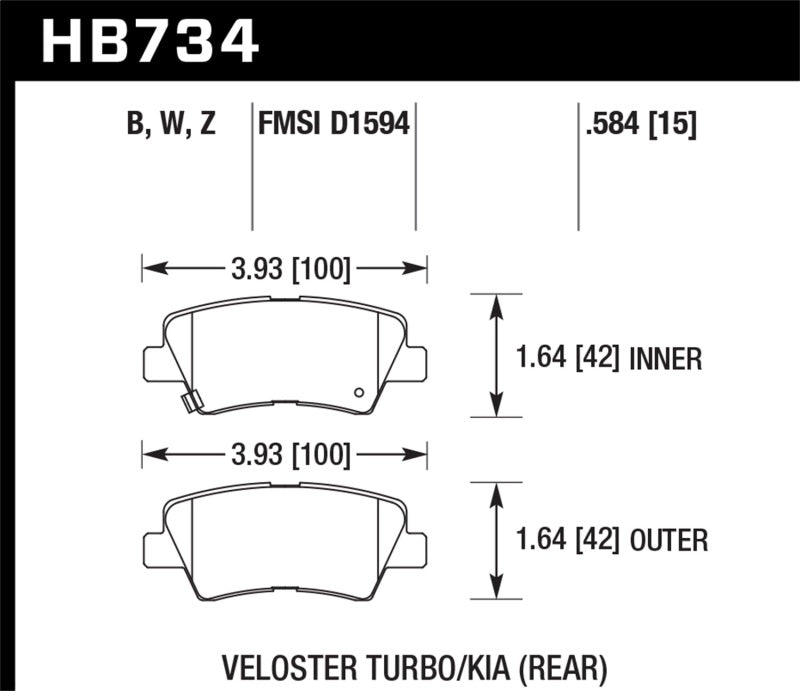 Hawk 12-15 Hyundai Veloster / 14-15 Kia Forte/Forte Koup DTC-30 Race Rear Brake Pads