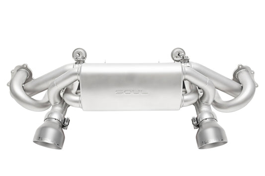 SOUL 2020+ Porsche 718 GT4 / Spyder / GTS 4.0L Valved Exhaust - Sig Satin Slash Cut Tips - No VC