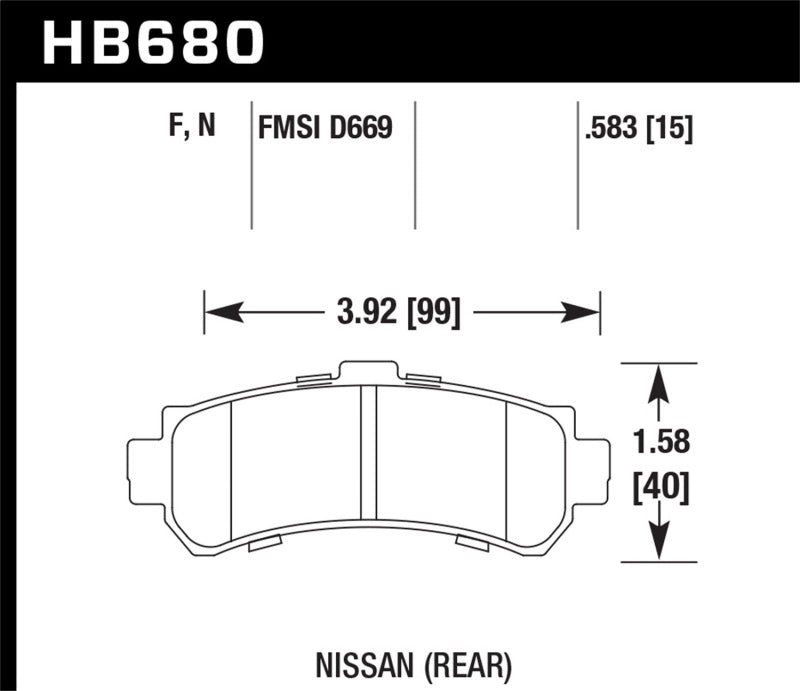 Hawk 1997-1999 Nissan Sentra GXE HP+ Street Rear Brake Pads