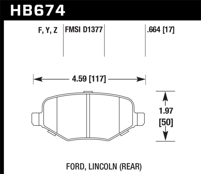 Hawk Ford Edge/Explorer/Flex/Taurus/ Lincoln MKS/MKT/MKX HPS Rear Brake Pads